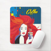 pop "Mooie Mode vrouw met koffiebeker" Art Muismat (Met muis)