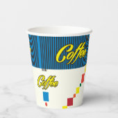 pop "Mooie Mode vrouw met koffiebeker" Art Papieren Bekers (Achterkant)