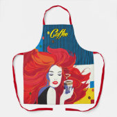 pop "Mooie Mode vrouw met koffiebeker" Art Schort (Voorkant)