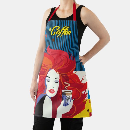 pop "Mooie Mode vrouw met koffiebeker" Art Schort (Insitu)