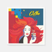 pop "Mooie Mode vrouw met koffiebeker" Art Servet (Voorkant)