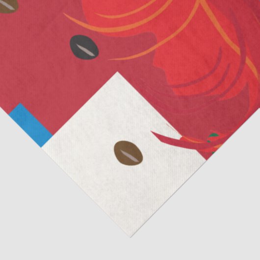 pop "Mooie Mode vrouw met koffiebeker" Art Tissuepapier (Detail)