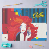 pop "Mooie Mode vrouw met koffiebeker" Art Tissuepapier (Craft)