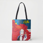 pop "Mooie Mode vrouw met koffiebeker" Art Tote Bag (Voorkant)
