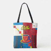 pop "Mooie Mode vrouw met koffiebeker" Art Tote Bag (Achterkant)