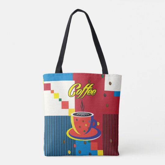 pop "Mooie Mode vrouw met koffiebeker" Art Tote Bag (Achterkant)