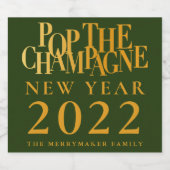 Pop Mousserende Wijn Nieuwjaar Flesetiket Sticker  (Enkel label)