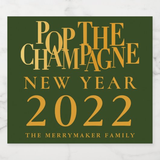 Pop Mousserende Wijn Nieuwjaar Flesetiket Sticker  (Enkel label)
