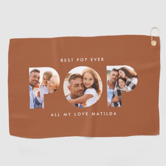 Pop multi-foto modern terracotta elegant golfhanddoek (Horizontaal)