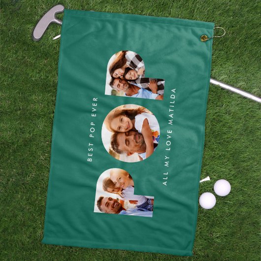 Pop multi-foto moderne tipografie kindercadeau gol golfhanddoek