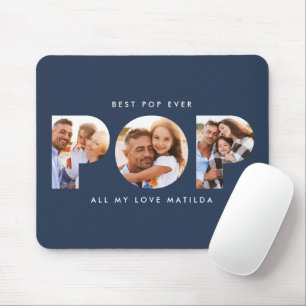 Pop multi-foto moderne typografie blauw muismat