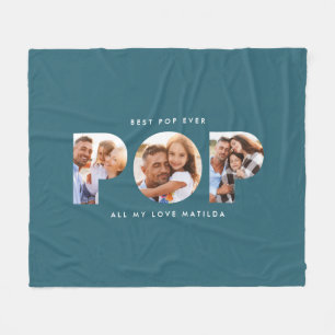 Pop multi-foto moderne typografie elegant blauwgro fleece deken