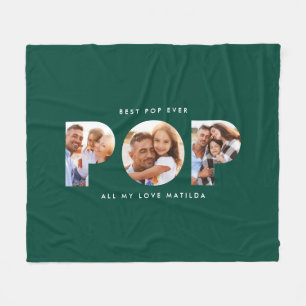 Pop multi-foto moderne typografie elegant green fl fleece deken