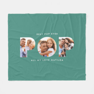 Pop multi-foto moderne typografie elegant groen fleece deken