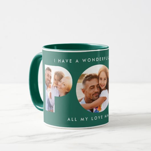 Pop multi-foto moderne typografie elegant groen mok (Voorkant links)