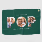 Pop multi-foto moderne typografie groen golfhanddoek (Horizontaal)