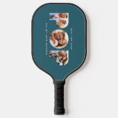 Pop multi-foto moderne typografie groen pickleball paddle (Voorkant)