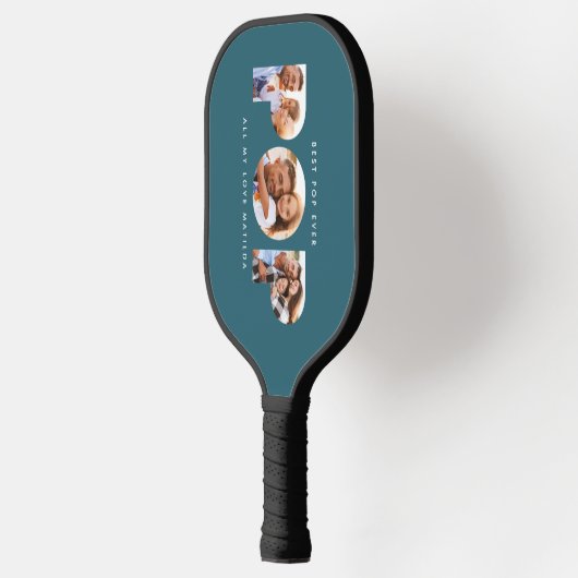 Pop multi-foto moderne typografie groen pickleball paddle (Links)