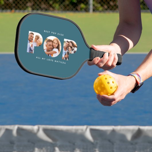 Pop multi-foto moderne typografie groen pickleball paddle (Insitu)