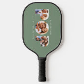 Pop multi-foto moderne typografie groen pickleball paddle (Voorkant)