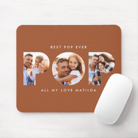 Pop multi-foto moderne typografie terracotta muismat (Met muis)