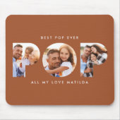 Pop multi-foto moderne typografie terracotta muismat (Voorkant)