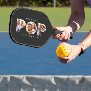 Pop multi-foto moderne typografie zwart geschenk pickleball paddle