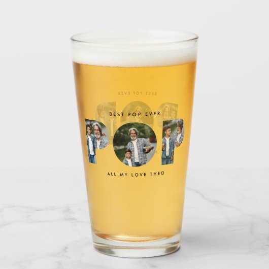 Pop multifoto moderne typografie elegant glas (Voorkant gevuld)