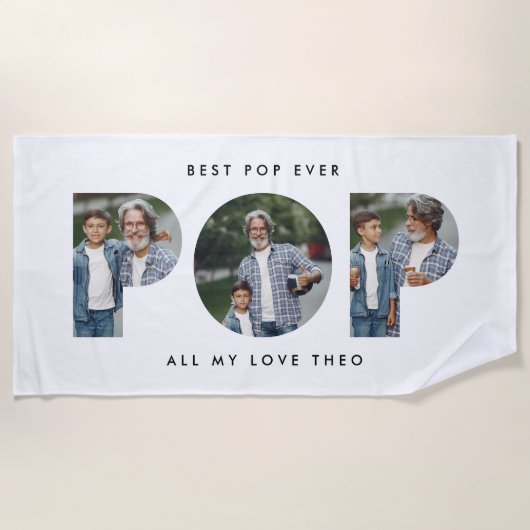 Pop multifoto moderne typografie elegant strandlaken (Voorkant)