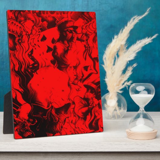 Pop musicus portretten in levendige rode kleuren k fotoplaat (Zijkant)