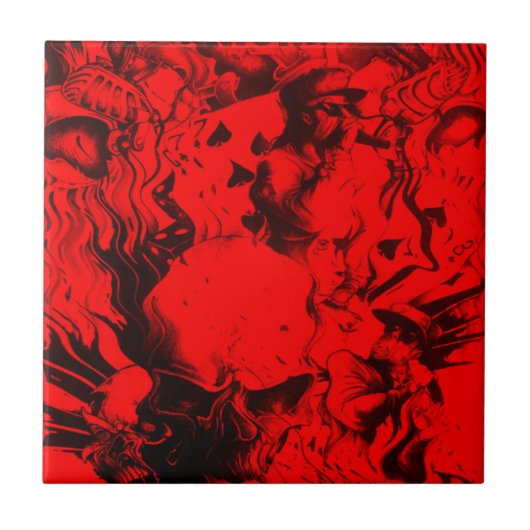 Pop musicus portretten in levendige rode kleuren k tegeltje (Voorkant)