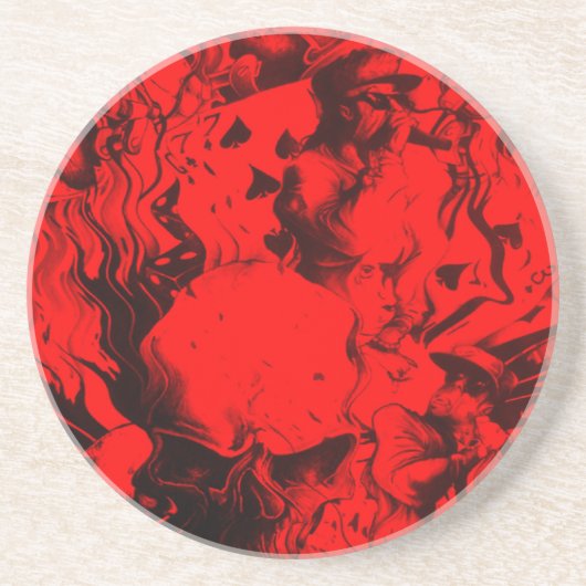 Pop musicus portretten in levendige rode kleuren k zandsteen onderzetter (Voorkant)