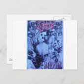 Pop Muzikanten Blauwe Paarse Art Print Briefkaart (Voorkant / Achterkant)