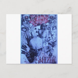 Pop Muzikanten Blauwe Paarse Art Print Briefkaart