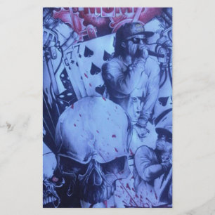 Pop Muzikanten Blauwe Paarse Art Print Briefpapier