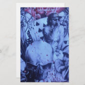 Pop Muzikanten Blauwe Paarse Art Print Briefpapier (Voorkant / Achterkant)