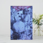 Pop Muzikanten Blauwe Paarse Art Print Briefpapier (Staand voorkant)