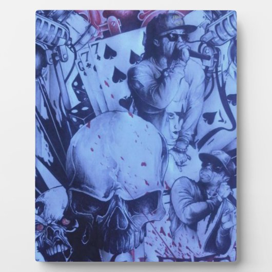 Pop Muzikanten Blauwe Paarse Art Print Fotoplaat (Voorkant)