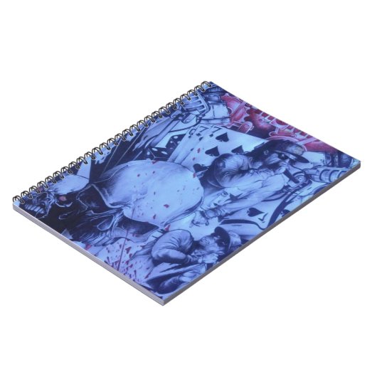 Pop Muzikanten Blauwe Paarse Art Print Notitieboek (Linkerzijde)