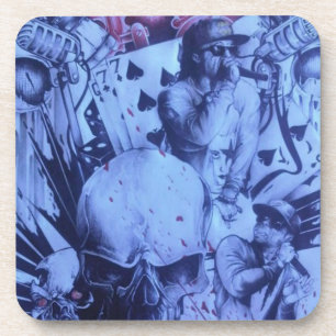 Pop Muzikanten Blauwe Paarse Art Print Onderzetter