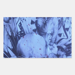 Pop Muzikanten Blauwe Paarse Art Print Rechthoekige Sticker