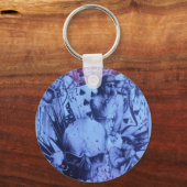 Pop Muzikanten Blauwe Paarse Art Print Sleutelhanger (Voorkant)