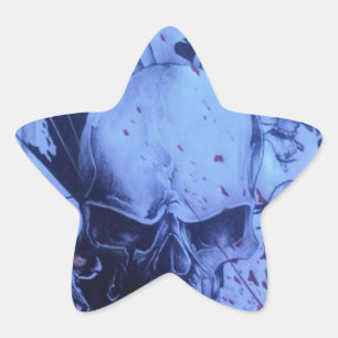 Pop Muzikanten Blauwe Paarse Art Print Ster Sticker