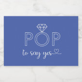 Pop om ja te zeggen diamanten ring blauw Sparkling Wijnetiket (Enkel label)