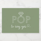 Pop om ja te zeggen diamanten ring salie Sparkling Sparkling Wijnetiket (Enkel label)