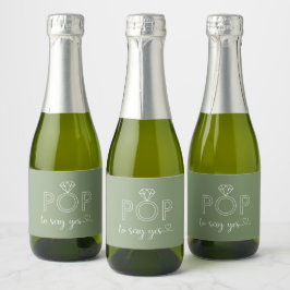 Pop om ja te zeggen diamanten ring salie Sparkling Wijnetiket