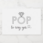 Pop om ja te zeggen tegen diamantring sparkling wijnetiket (Enkel label)