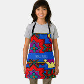 Pop omhoog zeshoekige bloemetjes Rood Blauw Isomet Schort (Insitu)