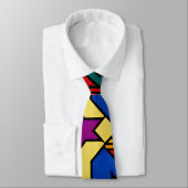 Pop omhoog zeshoekige bloemetjes Rood Blauw Isomet Stropdas (Gebonden)