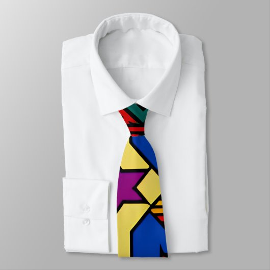 Pop omhoog zeshoekige bloemetjes Rood Blauw Isomet Stropdas (Gebonden)